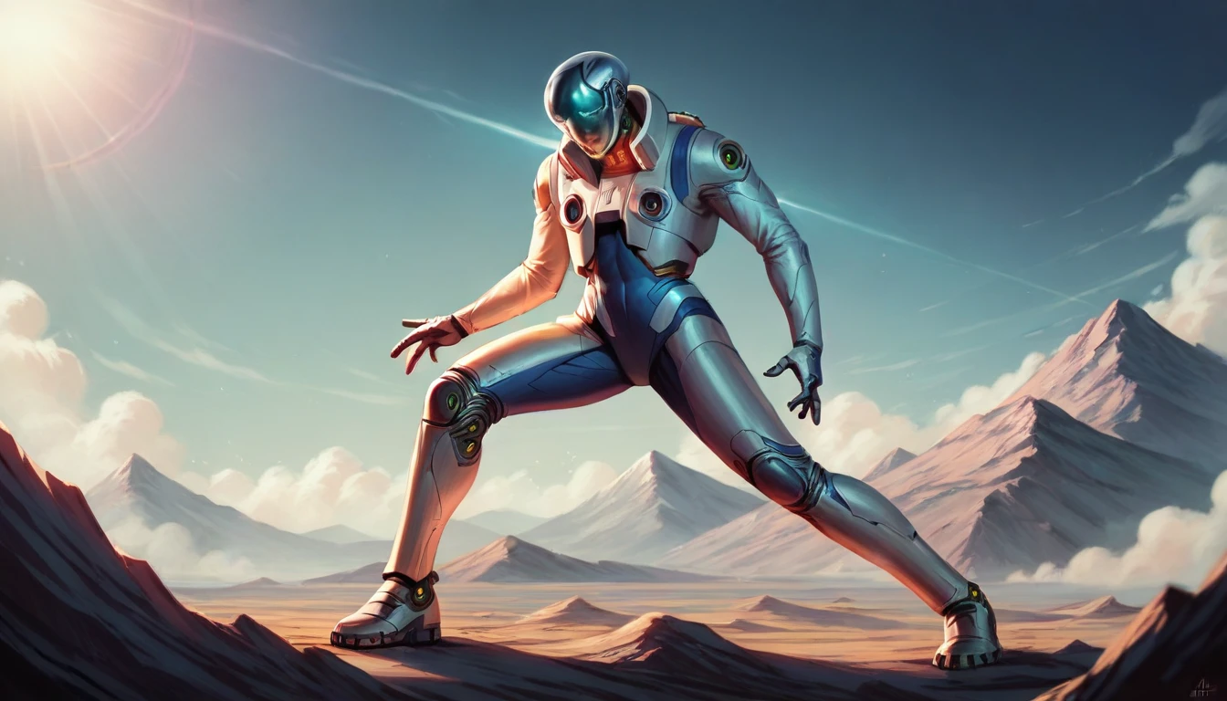 (((cyberpunk style))), an astronaut on top of a mountain, H.R. Giger, on a super dangerous planet, super detailed, 4K resolution, intricate details, cinematic lighting, dark atmosphere, glowing screens, futuristic technology, metallic surfaces , sci-fi elements, dramatic pose, intense expression, photorealistic, masterpiece