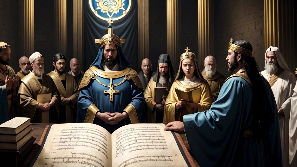 "Description: Create a solemn scene depicting Judgment Day and the reality of divine justice. Show a diverse group of people from different walks of life standing before the throne of God, where each person is judged according to their deeds and faith. Illustrate angels as divine messengers and scales of justice symbolizing fairness in judgment.
Details: Use atmospheric lighting with shades of blue and gold to convey a sense of divine presence and solemnity. Include symbols of righteousness and accountability such as books of deeds or scrolls recording lives. Show contrasting reactions among the judged—some in fear and regret, others in hopeful anticipation—reflecting the consequences of their actions and the mercy of God's judgment.
"