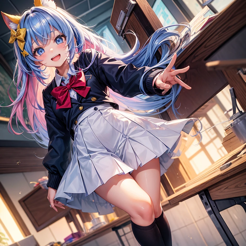 middle School girls,smile,Best Quality,Uniform of the Future,Colorful eyes,Several girls are depicted,cute制服,blazer,cardigan,8K,Highest quality,Long Hair,cute,fluffy,Angel,Long Hair,blue eyes,School,classroom,perfection,masterpiece,Have sparkling eyes,tights,Horny girl,Naughty Girls,美しいcute女の子,Horny girl,Beautiful girl,Multi-colored hair,Latest Fashion, girl,