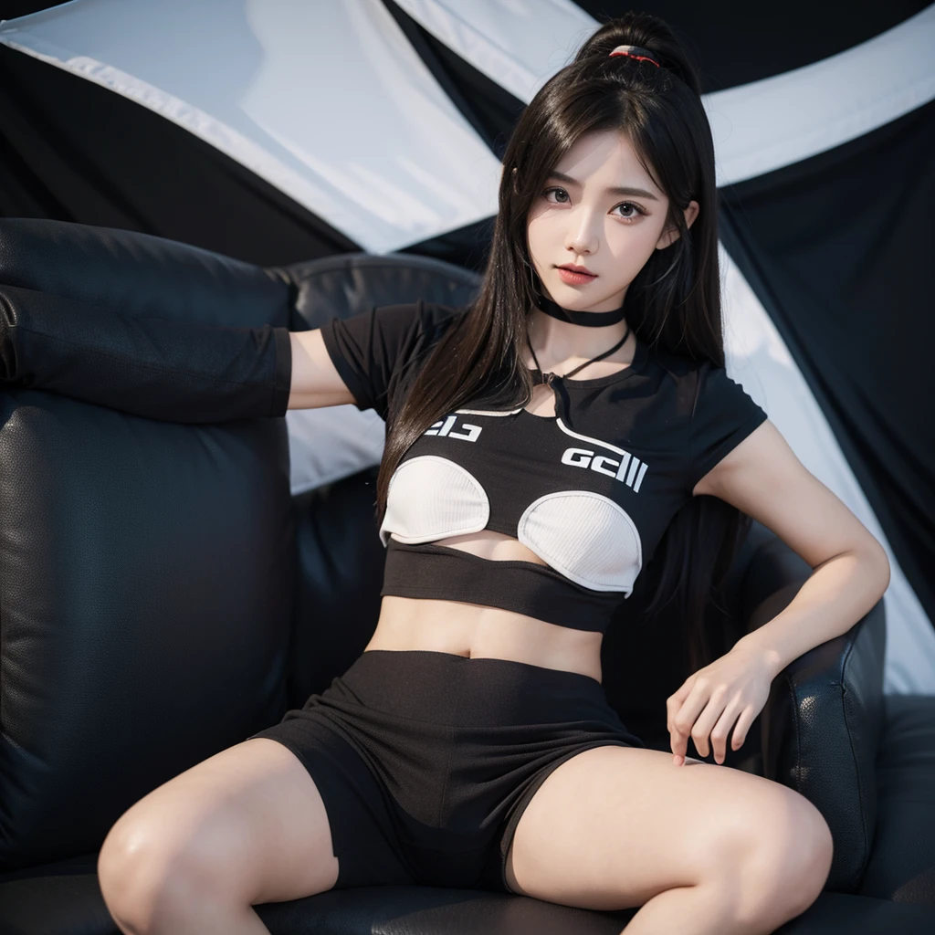 Super detailed photos、Detailed face、Lip gloss、Cool woman、Colorful costumes、F1 Driver Cosplay、Colorful costumes、Clothing with company logo、Grid Girlsのカラフルで派手な衣装、Grid Girls、Perfect Face、Paddock Girls、Harem、motor Show、tights、Bodycon Costumes、Grid Girls、Russia、Grid Girlsのコスプレ、belly button、Pleated skirt、Bodycon Costumes、Legs open pose、Spread your legs to show your crotch