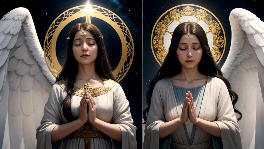 "Description: Create a transformative scene illustrating the journey from mortality to immortality through faith in Jesus Christ. Show individuals undergoing a spiritual metamorphosis, shedding earthly constraints and embracing new, glorified forms in a heavenly setting. Depict a transition from earthly scenes of struggle to celestial scenes of peace and eternal life.

Details: Use contrasting imagery to depict earthly struggles like illness, aging, and challenges, transitioning to scenes of renewal and vitality in a heavenly realm. Incorporate symbolic elements such as wings, halos, and radiant glows to signify the transformation to immortality. Show expressions of liberation, relief, and spiritual rejuvenation on the faces of the transformed individuals, symbolizing the assurance of eternal life through faith.
"