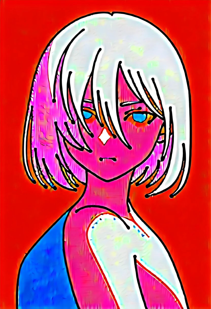 score_9, score_8_up, score_7_up, score_6_up, score_5_up, score_4_up, BREAK source_anime, one anime girl, blue eyes, white hair, medium hair, hair covers one eye, white and blue dress,