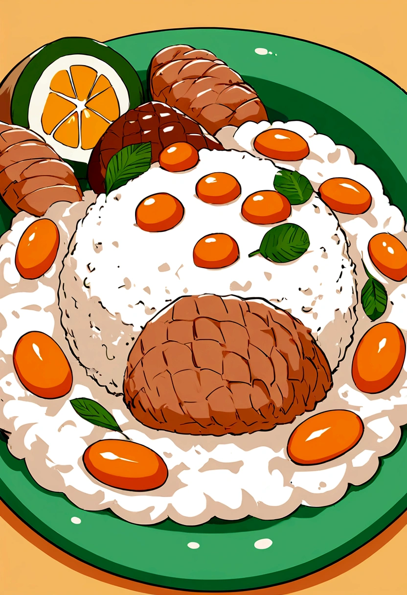 Vector illustration of wrap coconut milk rice called 'nasi lemak bungkus'. Popular breakfast at Malaysia.