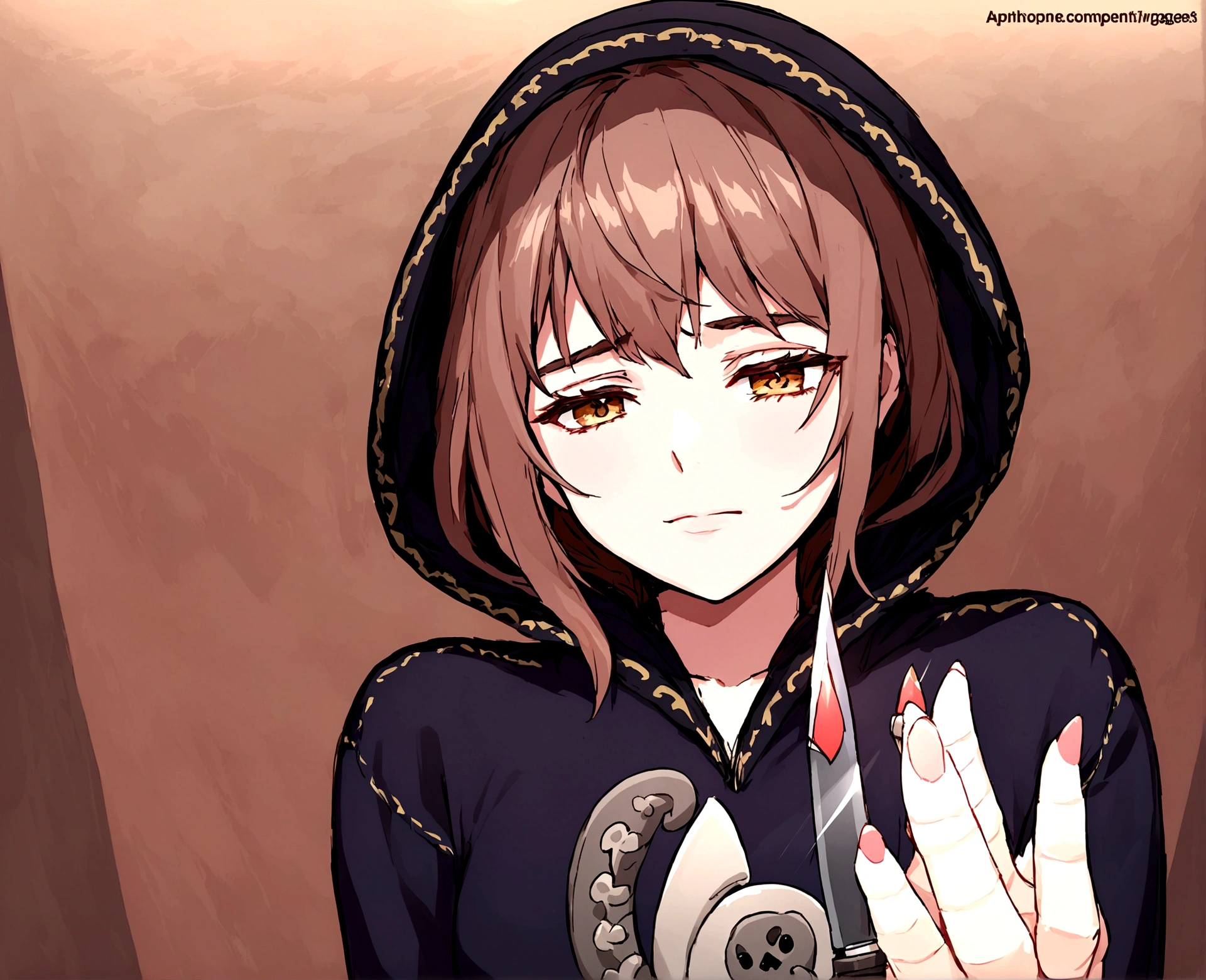 Please make the knife bigger。Dark park in the background