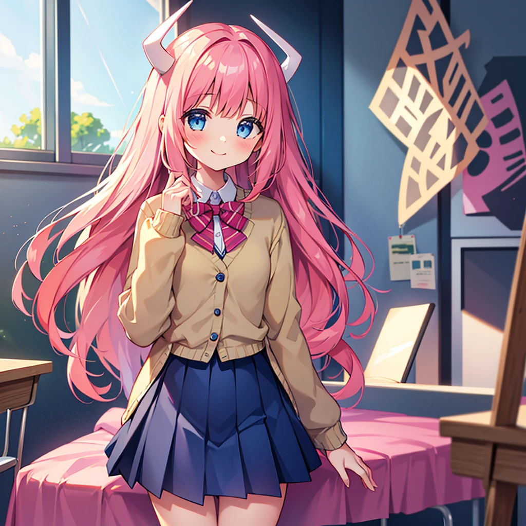 middle School girls，smile，Best Quality，Uniform of the Future，Colorful eyes，Several girls are depicted，cute制服，blazer，cardigan，8K，Highest quality，Long Hair，cute，fluffy，Angel，Long Hair，blue eyes，School，classroom，perfection，masterpiece，Have sparkling eyes，tights，Horny girl，Naughty Girls，美しいcute***，Horny girl，Beautiful girl，Multi-colored hair，Latest Fashion， girl，