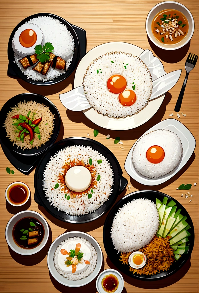 Vector illustration of wrap coconut milk rice called 'nasi lemak bungkus'. Popular breakfast at Malaysia.