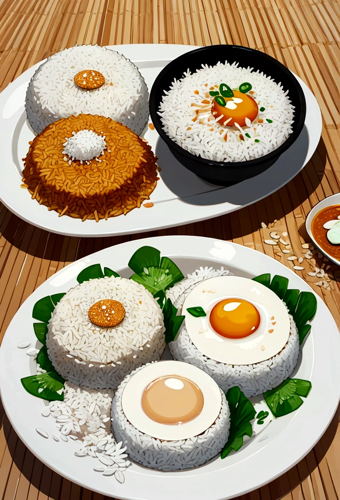 Vector illustration of wrap coconut milk rice called 'nasi lemak bungkus'. Popular breakfast at Malaysia.