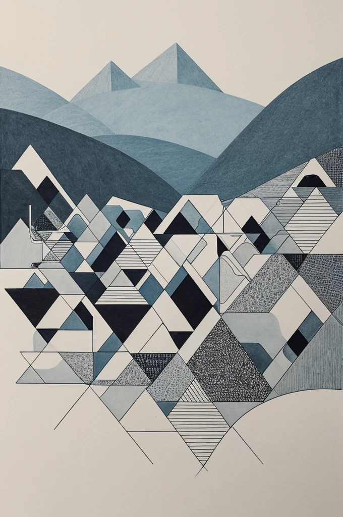 landscape, drawn with only geometric figures