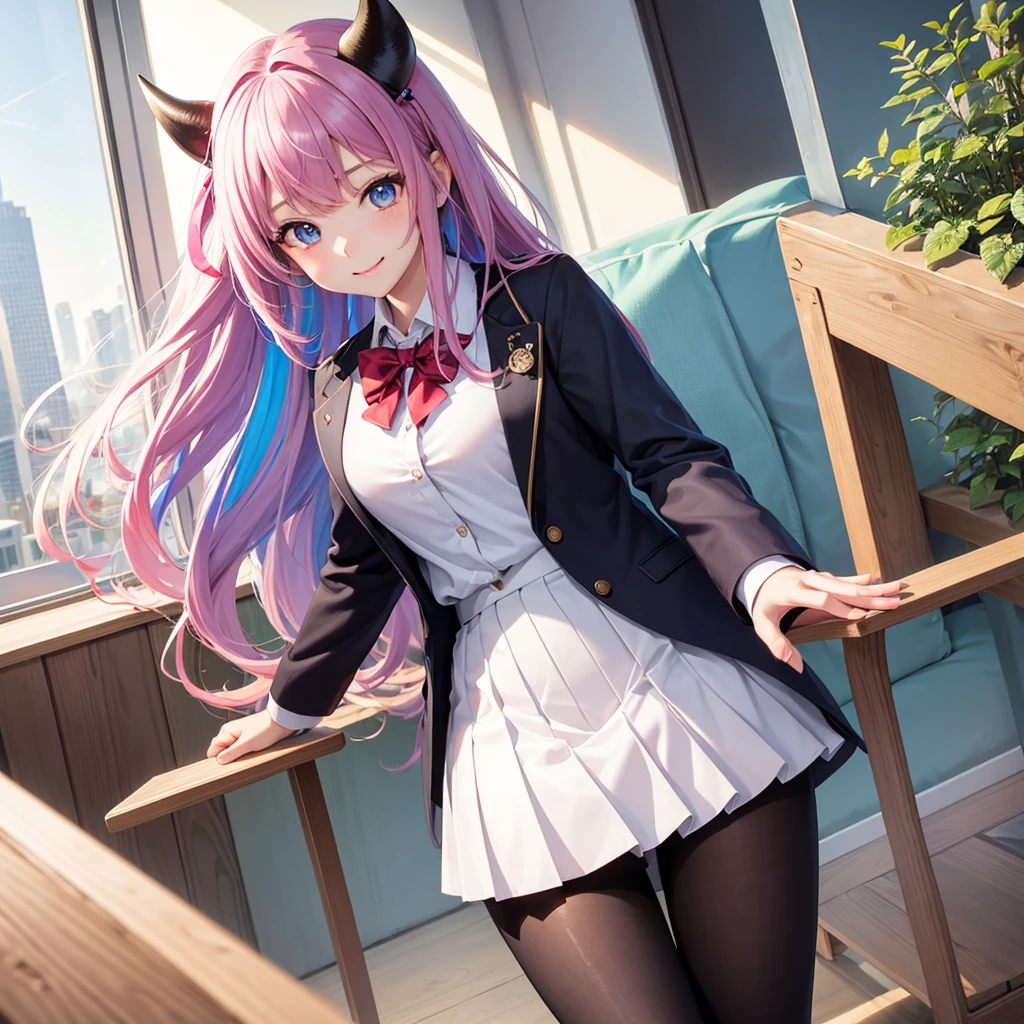 middle School girls,smile,Best Quality,Uniform of the Future,Colorful eyes,Several girls are depicted,cute制服,blazer,cardigan,8K,Highest quality,Long Hair,cute,fluffy,Angel,Long Hair,blue eyes,School,classroom,perfection,masterpiece,Have sparkling eyes,tights,Horny girl,Naughty Girls,美しいcute女の子,Horny girl,Beautiful girl,Multi-colored hair,Latest Fashion, girl,