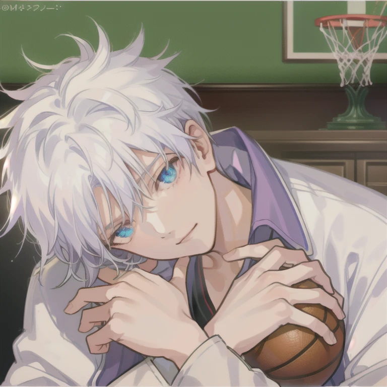 anime image of a man holding a basketball in his hands, ginko showing a new mushi, killua zoldyck, killua zoldyck black hair, kaworu nagisa, today's featured anime still, white haired, killua zoldyck portrait, gintama, ichigo kurosaki