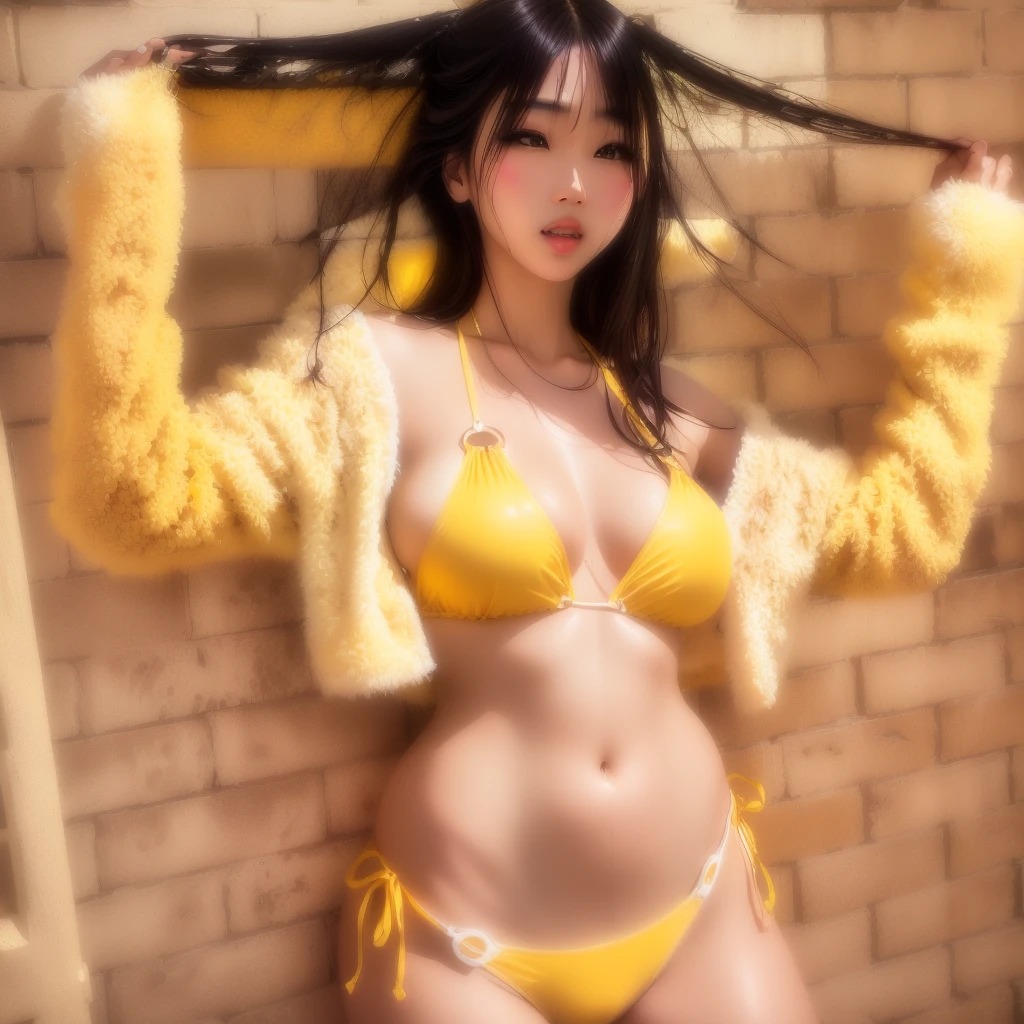 araffe woman Yellow Bikiniを着て and a yellow jacket, Yellow Bikini, sexy girl, Yellow Bikiniを着て, Japanese Model, sexy :8, sakimichan, sling bikini, Yoshitomo Nara, Asian Girl, Wearing a two-piece swimsuit, Korean Girls, shikamimi, beautiful Asian Girl, Cute Bikini