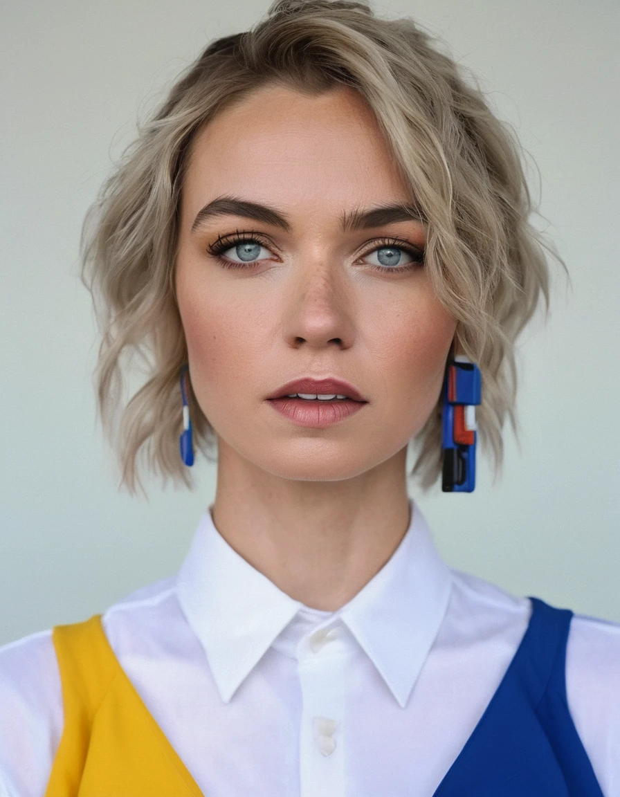 professional photography of of (ohwx woman) in the style of danny mondrian, 4k resolution. 8mm lens f/8 full hd depth shading portrait film grain detailed realistic vfx simulation face fine detail high quality octane render unreal engine beautiful colors by richard kuanzlo and jeremy lipking cinematic realism volumetric lighting subsurface scattering light effect very hyperrealism photo on canvas trending at cgsociety artstation