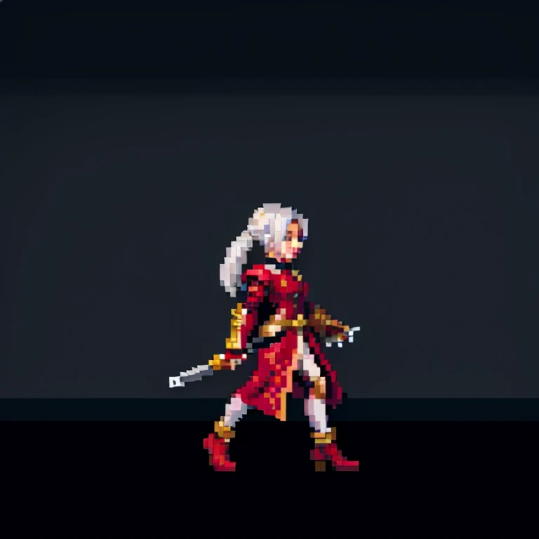 ((Side view)),pixel,pixel art,pixelart,xiangsu,xiang su,8bit,16bit,1girl,Raise the pistol to aim,full body,Solid background
masterpiece,best,quality,warhammer 40k, anime girl, science fiction, guns, machinery, armor,Gothic, White hair, Red robe,Gold jewelry