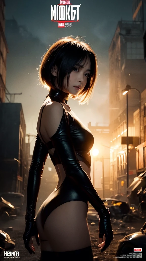 Analog Style, High resolution, (((masterpiece))), coal miner, woman, (sexy:0.9), dirty, cyber punk, Futuristic, Science fiction, Very detailed, short hair, Award-winning movie posters, (((Realistic)))、A little slender