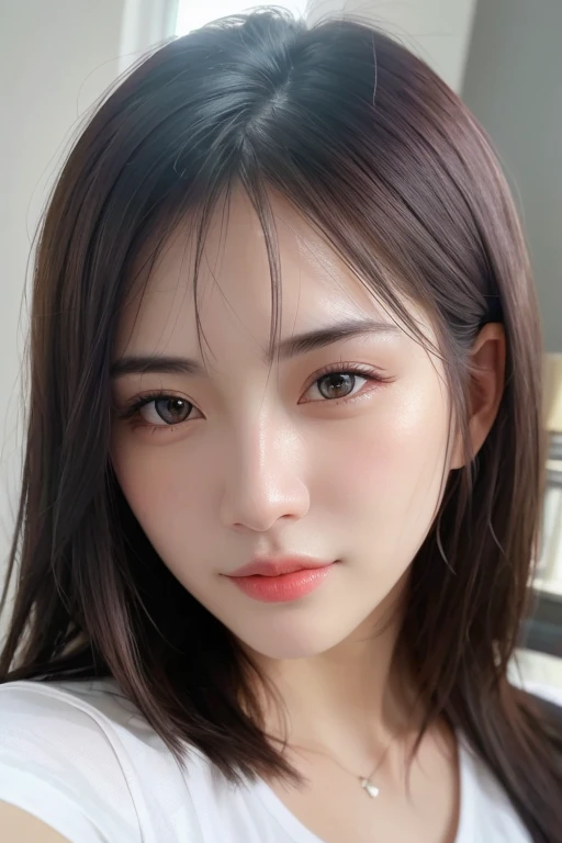 Dressed, (photo Realistic:1.4), (hyper Realistic:1.4), (Realistic:1.3),
(Smoother lighting:1.05), (Improving the lighting quality of movies:0.9), 32k,
One girl,20 year old girl, Realistic lighting, Backlight, Light on the face, Ray-tracing, (Bright light:1.2), (Improvement of quality:1.4),
(Highest quality real texture skins:1.4), Detailed drawn eyes, Detailed painted face, Quality Eyes,
(Tired, sleepy and satisfied:0.0), Face close-up, T-Shirts,
(Enhance the mood of your body line:1.1), (Enhances the beauty of skin texture:1.1)