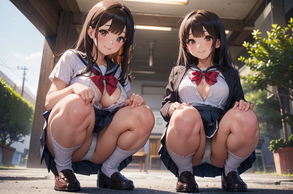 (Realistic, photo Realistic:1.2), ((Highest quality)), Shift the center of gravity backwards, かなりEmbarrassing, White pantiesー, (Showing panties:1.4),Tight Skirt, (Panty shot:1.3), (Lift up your skirt:1.3), (Squat:1.4), Place your heels on the ground, Please spread your legs a little, Squat with your knees up, Attach your butt to the ground, black penny loafers, Beautiful facial details, Real human skin, Gentle expression, 正面figure, angle From below, Realistic, photoRealistic, cute, Short skirt, Squat deep on school grounds, cute school girl, Japanese school girl uniform, Sailor suit, whole body,smile, 自然なsmile, cutesmile, 魅惑的なsmile, (Looking at the audience:1.2), from before, From below,Red checked mile、Making a peace sign、Squatting,from the front, {{{Showing panties:2.0}}},Pay attention to the panties,School Shirt,, Wide-angle
,(Masseter muscle area, Highest quality),Absurd, (Two Girls),Squat,eight-headed body, 学校のclassroom, Red mini skirt,, Red pleated skirt,Red pleated skirt,{{White loose socks}},Browsing Caution,((Tabletop,High resolution)), Best lighting, Best Shadow,Low angle, (Tabletop:1.2), Highest quality, High resolution, unity 8k wallpaper, (figure:0.8), (Beautiful fine details:1.6), 非常にDetailed face, Perfect lighting, Highly detailed CG, (Perfect hands, Perfect Anatomy) 、(Two Girls), (Highest quality), (Super detailed), (Detailed light), (Very delicate and beautiful), Brown Hair, Brown eyes, model, (Beautiful big boobs:1.2), Bare shoulders, (Bare Chest:1.3), (High School Uniform, Red pleated skirt:1.3), (High with wide open breasts:1.6), Highest quality, Highly detailed CG synthesis 8k wallpaper, High resolutionRAWカラー写真, Professional photography, (((Bokeh))), Depth of written boundary, White panties、Brown Loafers、smile、明るいclassroom、(((by 2 person))),(((2 girls))), Slim and beautiful thighs, Highly detailed skin, masterpiece, Highest quality, 非常にDetailed face, Vibrant colors, Cinema Lighting,, Two Girls, by 2 person, Brown eyes, Brown Hair, hair ornaments,short hair,Red Check Skirt,blush, White shirt, masterpiece Highest quality High resolution、Sit with your knees bent、Beautiful feet 、On campus、まるでFrom below見上げるかのように、Embarrassing,Browsing Caution,White panties,Camel Toe、((Tabletop, Highest quality, High resolution, Pixel perfect, ))), Two Girls, by 2 person きれいな女性、whole bodyが見えました、 ((Short Wavy Hair, bangs, Brown Hair)), ((Brown eyes, Beautiful eyelashes, Realistic eyes)), ((Detailed face, blush:1.2)), ((Smooth texture:0.75, Realistic texture:0.65, Realistic:1.1, Anime CG Style)), Medium chest, Dynamic Angle, Perfect body, ((school uniform, White shirt, Red Skirt, Unbuttoned shirt、Red Check Skirt、White socks)), classroom、Sit at a desk、I took my feet off the desk.、smile、(Lift up your skirt with your right hand、Spread your legs、Knees wide open、white lace panties)、、(cuteブラ)、From belowの角度