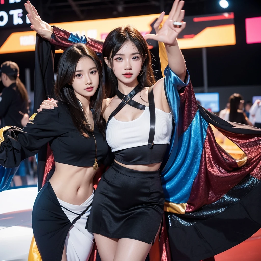 Cool woman、Colorful costumes、F1 Driver Cosplay、Colorful costumes、Clothing with company logo、Grid Girlsのカラフルで派手な衣装、Grid Girls、Perfect Face、Paddock Girls、Harem、motor Show、tights、Bodycon Costumes、Grid Girls、Russia、Grid Girlsのコスプレ、belly button、Pleated skirt、Bodycon Costumes、Photographed in a sexy pose