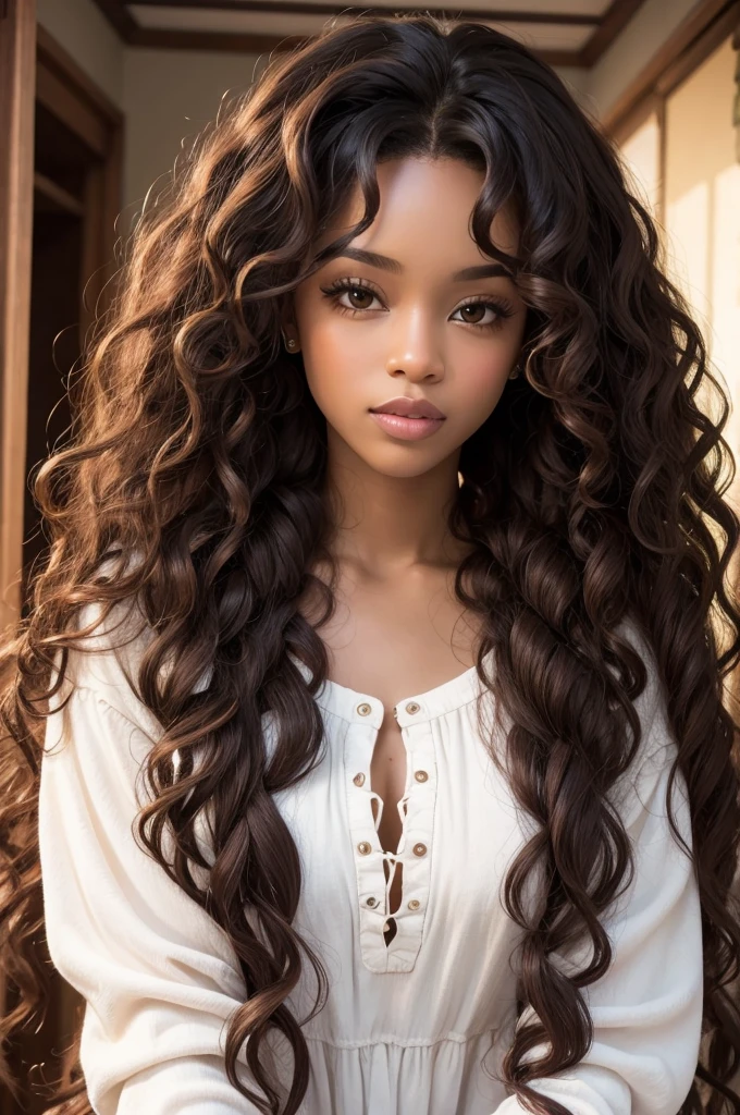 creole, long curly hair