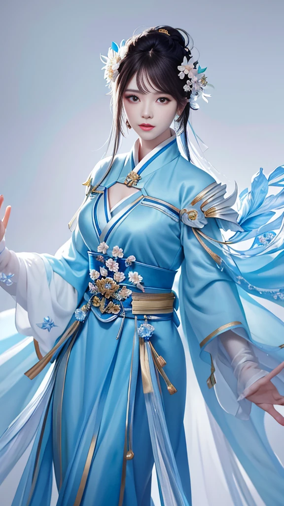 Hanfu, Ethnic style 3.2, whole body, Walking posture, Slow Motion, Men Wear whole body Multi-layered (Thick robe: 1.2), (Blue ice flower dress: 1.2), Gloves, (Very detailed, bloom: 1.5), (best quality, Alessandro Casagrande, Greg Rutkowski, Sally Mann, Concept Art, 4K), (simulation: 1.2), (HD), (Detail pupils: 1.1), (painting: 1.1), (Digital : 1.1), Detailed face and eyes, masterpiece, best quality, (Very detailed的照片: 1.1), 8K, Practical, (Ice hair color, Dynamic hairstyle), (Pure face_v1:0.1), Jeremy Mann, Sandra Chevrier, Maciej Kuchara, sharp, (Body tearing: 1.1), Practical, Practical shadows, (ice background: 1.2), (Michelangelo), ohwx style<Lola: (OHWX's style) masterpiece, best quality, (Extremely detailed CG unity 8k wallpaper, masterpiece, best quality, Extremely detailed, The best shadow), (Detailed background), (Beautiful and delicate face, Beautiful and delicate eyes), High contrast, (Optimal lighting, Extremely delicate and beautiful), (girl:1.5), ((Not relevant)), ((corrosive)), Dynamic Angle, Beautiful and delicate light, (portrait:0.2),Dynamic Angle, Beautiful and delicate light, (portrait:0.2),sulking,whole body,