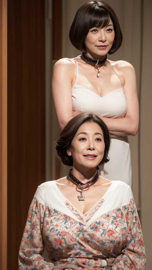gravure, look forward to, ((Wearing a dog collar)), slave, Flashy makeup, From the chest up, masterpiece, Highest quality, Very detailed, Realistic, Very detailed肌, Perfect Anatomy, (1 Japanese Mature), (alone), 120 years old, Big Breasts, Mature female politician, Glamour, sexy, Chromo White Skin, View your audience,