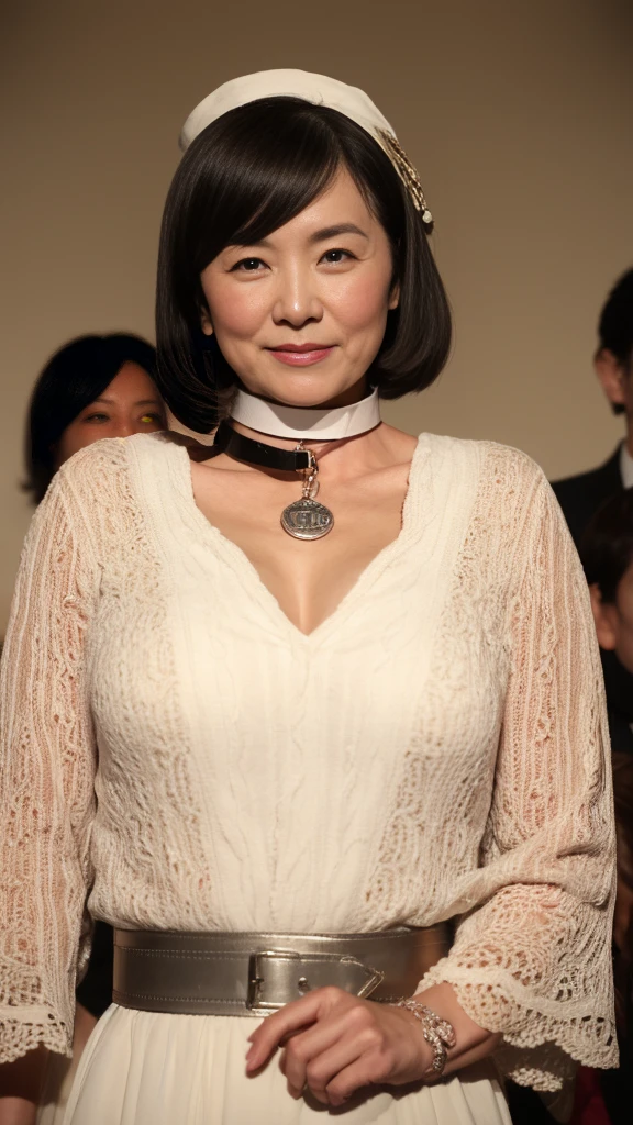 gravure, look forward to, ((Wearing a dog collar)), slave, Flashy makeup, From the chest up, masterpiece, Highest quality, Very detailed, Realistic, Very detailed肌, Perfect Anatomy, (1 Japanese Mature), (alone), 120 years old, Big Breasts, Mature female politician, Glamour, sexy, Chromo White Skin, View your audience,