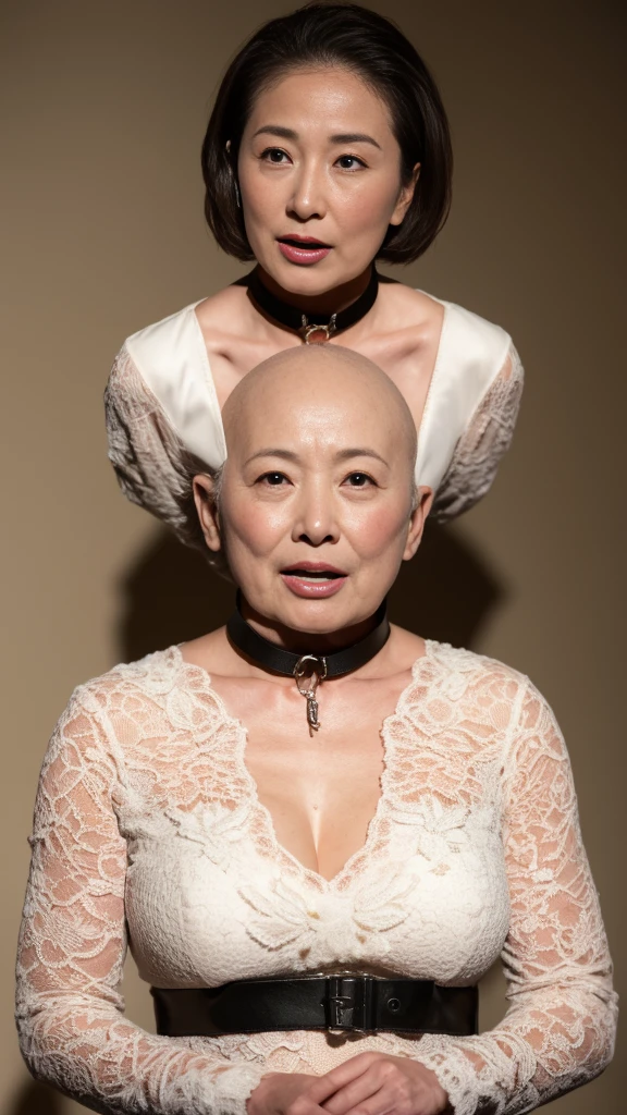 gravure, look forward to, ((Wearing a dog collar)), slave, Flashy makeup, From the chest up, masterpiece, Highest quality, Very detailed, Realistic, Very detailed肌, Perfect Anatomy, (1 Japanese Mature), (alone), 120 years old, Big Breasts, Mature female politician, Glamour, sexy, Chromo White Skin, View your audience,