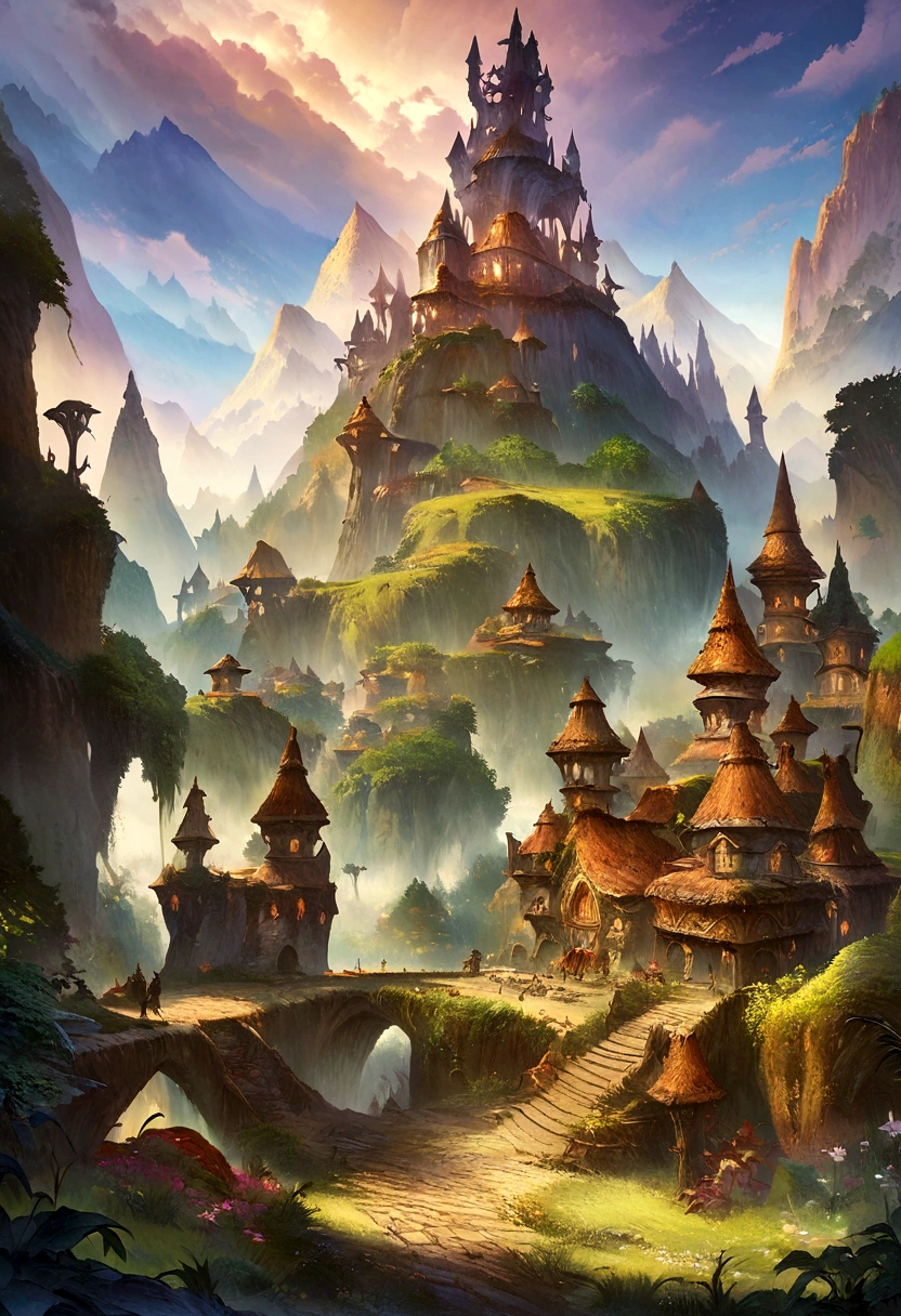 a screenshot of a website with a mountain scene, fantasy art style, fantasy theme, fantasy game art style, fantasy concept, fantasy themed, very detailed fantasy, fantasy world concept, digital fantasy illustration, fantasy illustration, fantasy scene, scenic fantasy, fantasy landscape, fantasy illustrations, fantasy concept art, fantasy art behavior, fantasy town