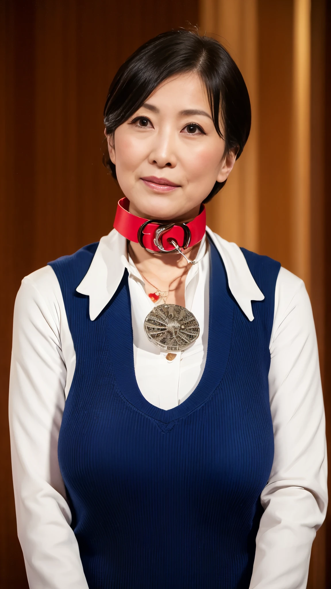 gravure, look forward to, ((Wearing a dog collar)), slave, Flashy makeup, From the chest up, masterpiece, Highest quality, Very detailed, Realistic, Very detailed肌, Perfect Anatomy, (1 Japanese Mature), (alone), 120 years old, Big Breasts, Mature female politician, Glamour, sexy, Chromo White Skin, View your audience,