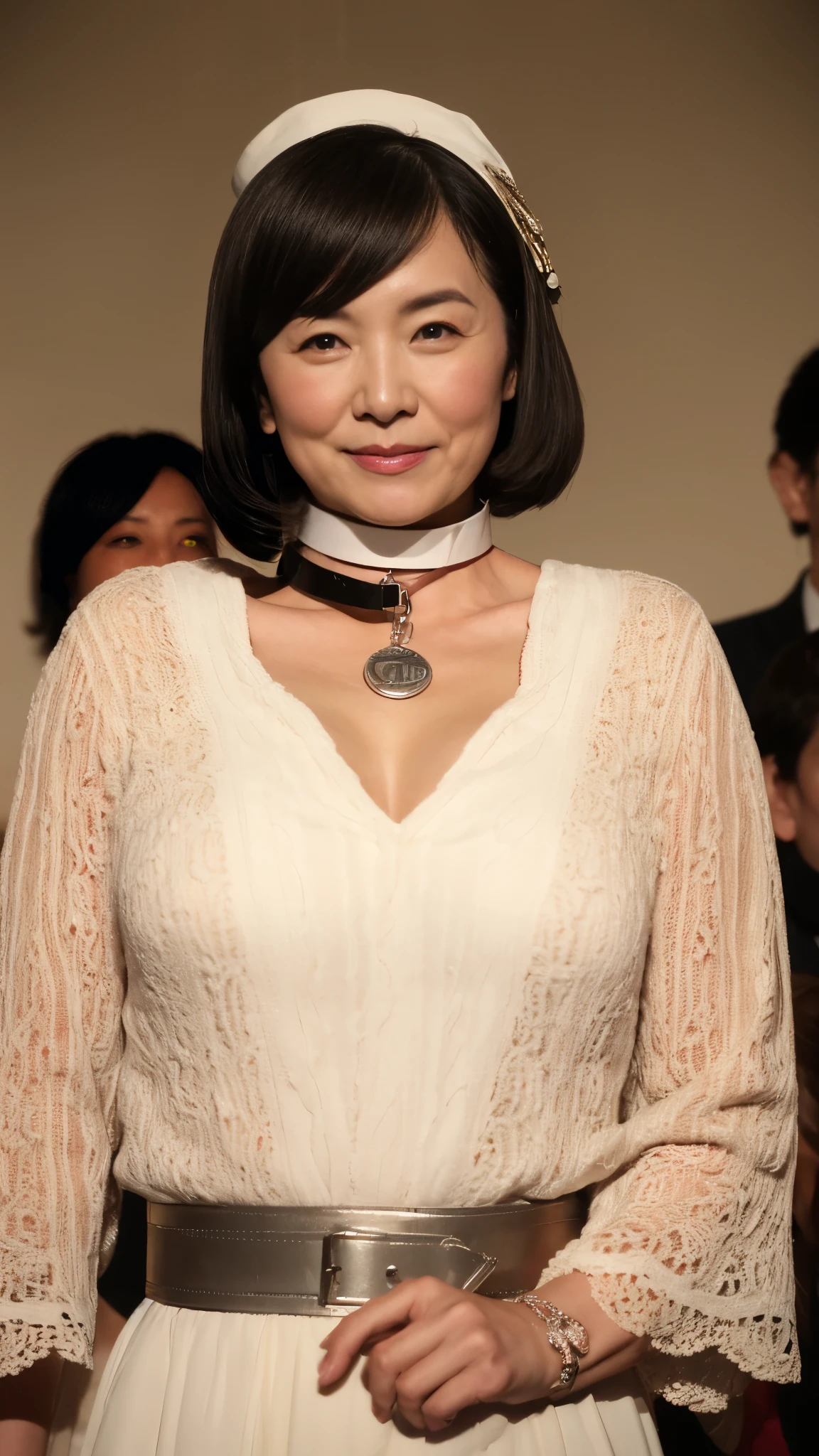 gravure, look forward to, ((Wearing a dog collar)), slave, Flashy makeup, From the chest up, masterpiece, Highest quality, Very detailed, Realistic, Very detailed肌, Perfect Anatomy, (1 Japanese Mature), (alone), 120 years old, Big Breasts, Mature female politician, Glamour, sexy, Chromo White Skin, View your audience,