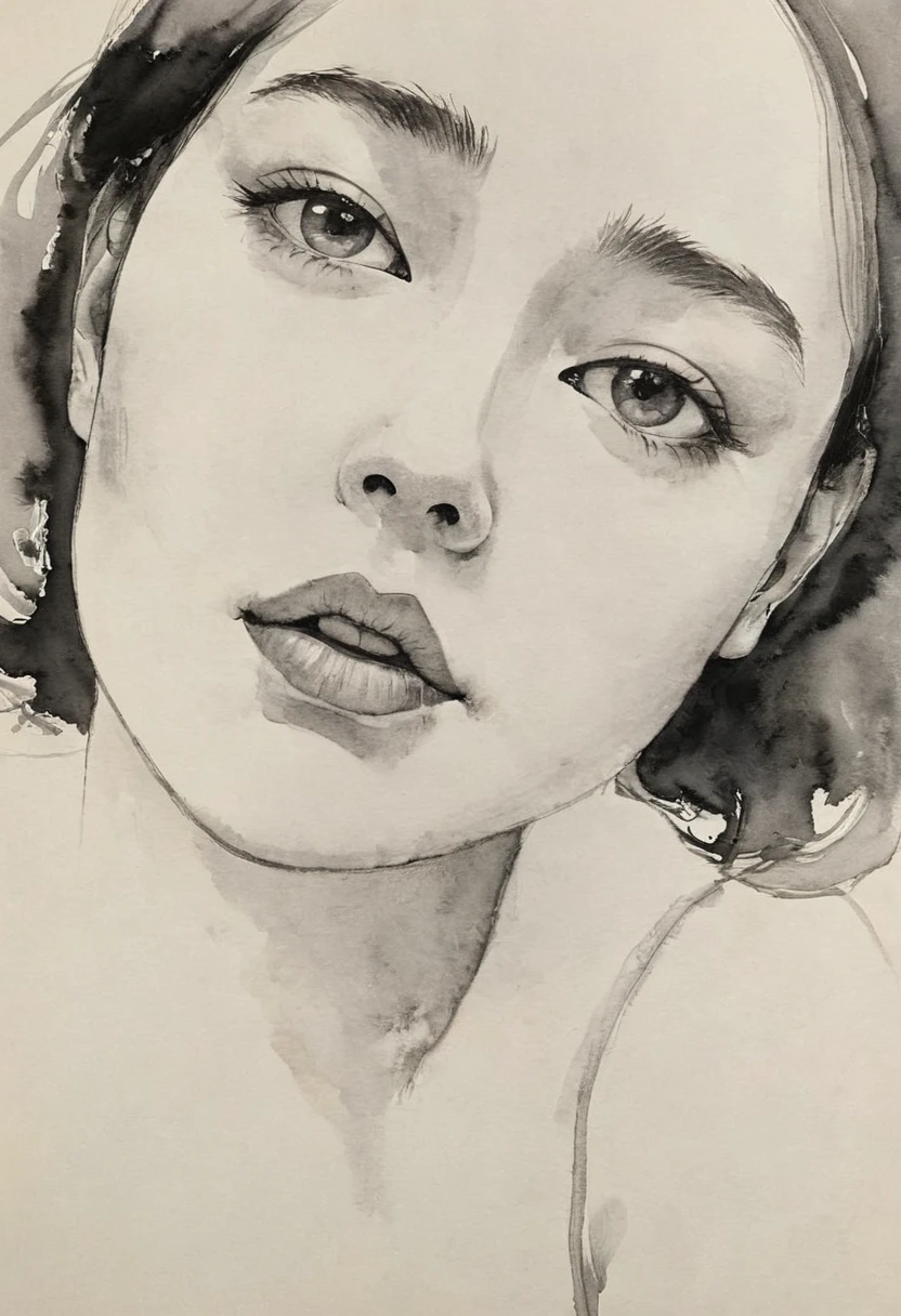 (best quality, highres, masterpiece:1.2), ultra-detailed, realistic:1.37, black ink sketches, smooth lines, expressive facial expressions and postures, minimalistic background, emphasis on light and shadow and spatial perception, abundant negative space, young girl.ink portrait,smooth flowing lines,expressive facial features,delicate emotions,contrast of ink intensity,simple background,emphasis on light and shadow,spaciousness,abundant negative space,peaceful ambiance,serene atmosphere,dreamy mood,subtle yet captivating details,subdued colors,calm and introspective,graceful posture,gentle movements,tender and innocent,whisper of elegance,quiet elegance,radiant glow,sublime beauty,vector illustration,black and white,natural and organic,nurturing and calming,sublime simplicity,ethereal charm.