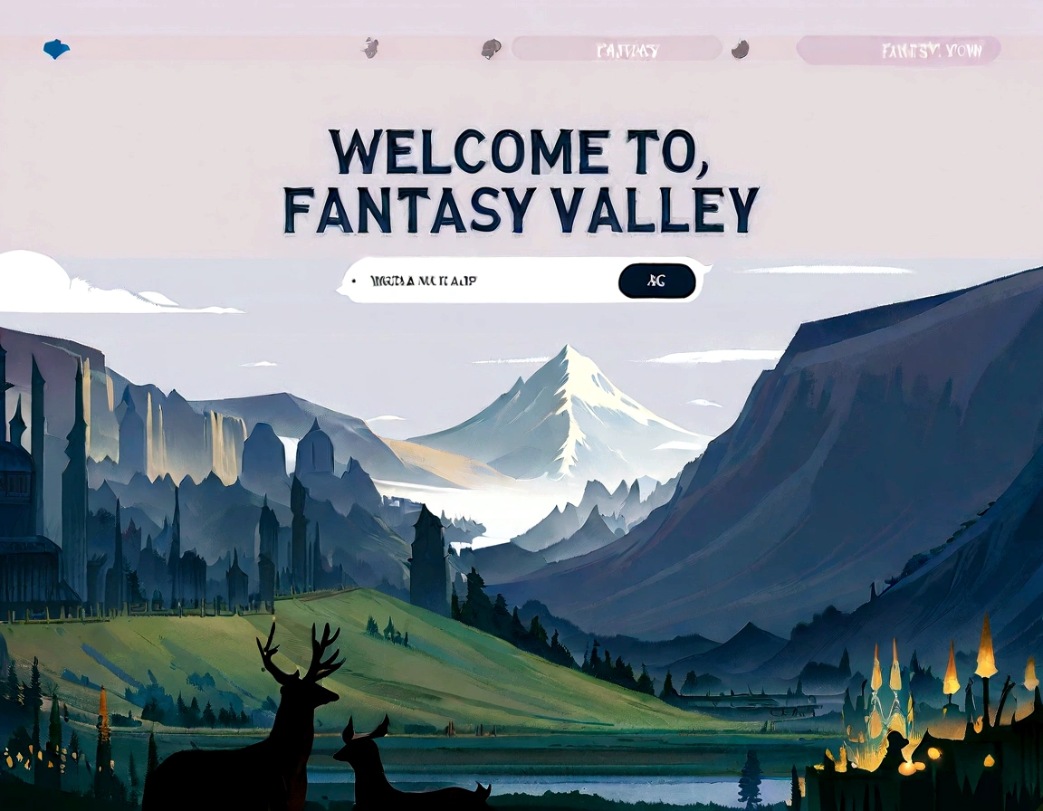 a screenshot of a website with a mountain scene without the deer, fantasy art style, fantasy theme, fantasy game art style, fantasy concept, fantasy themed, very detailed fantasy, fantasy world concept, digital fantasy illustration, fantasy illustration, fantasy scene, scenic fantasy, fantasy landscape, fantasy illustrations, fantasy concept art, fantasy art behavior, fantasy town