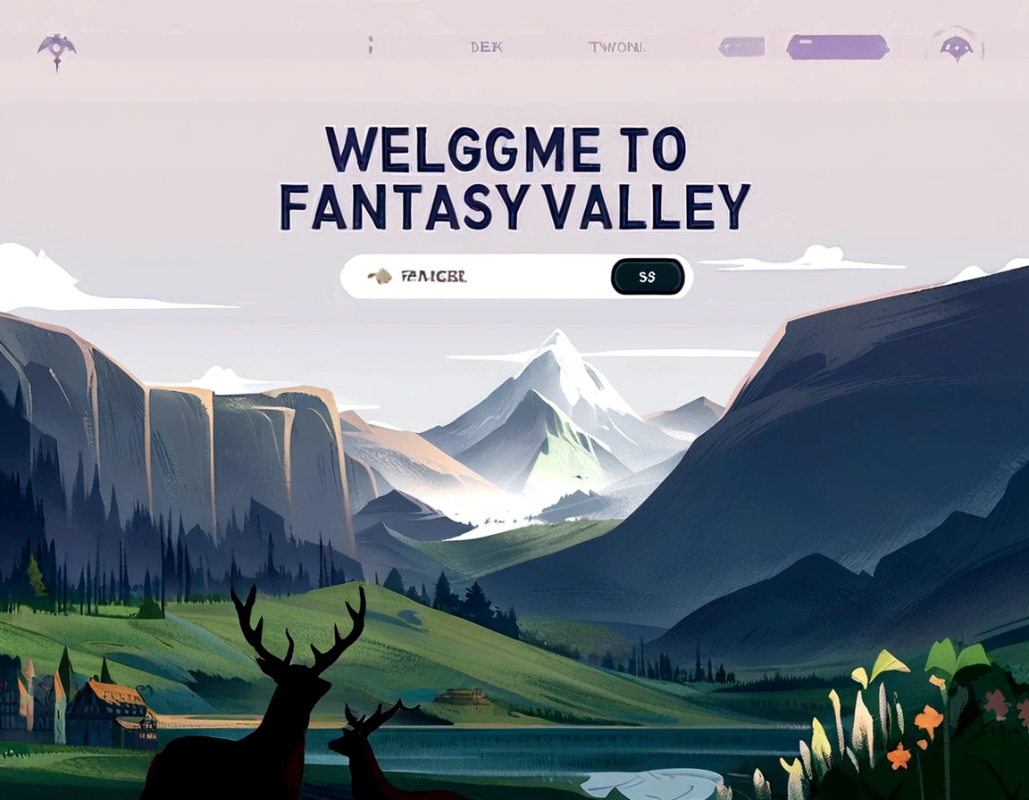 a screenshot of a website with a mountain scene without the deer, fantasy art style, fantasy theme, fantasy game art style, fantasy concept, fantasy themed, very detailed fantasy, fantasy world concept, digital fantasy illustration, fantasy illustration, fantasy scene, scenic fantasy, fantasy landscape, fantasy illustrations, fantasy concept art, fantasy art behavior, fantasy town