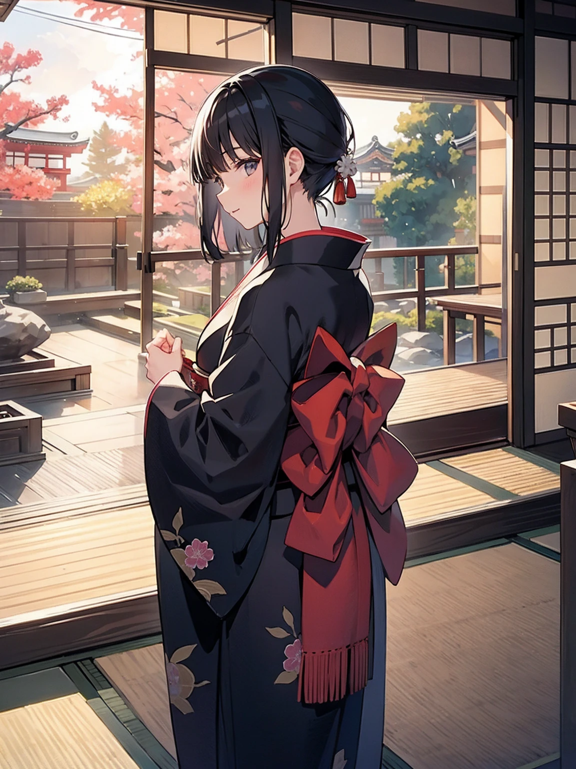 nape, Woman in kimono, Scenery of Kyoto townhouses, Infinite Tatami Room