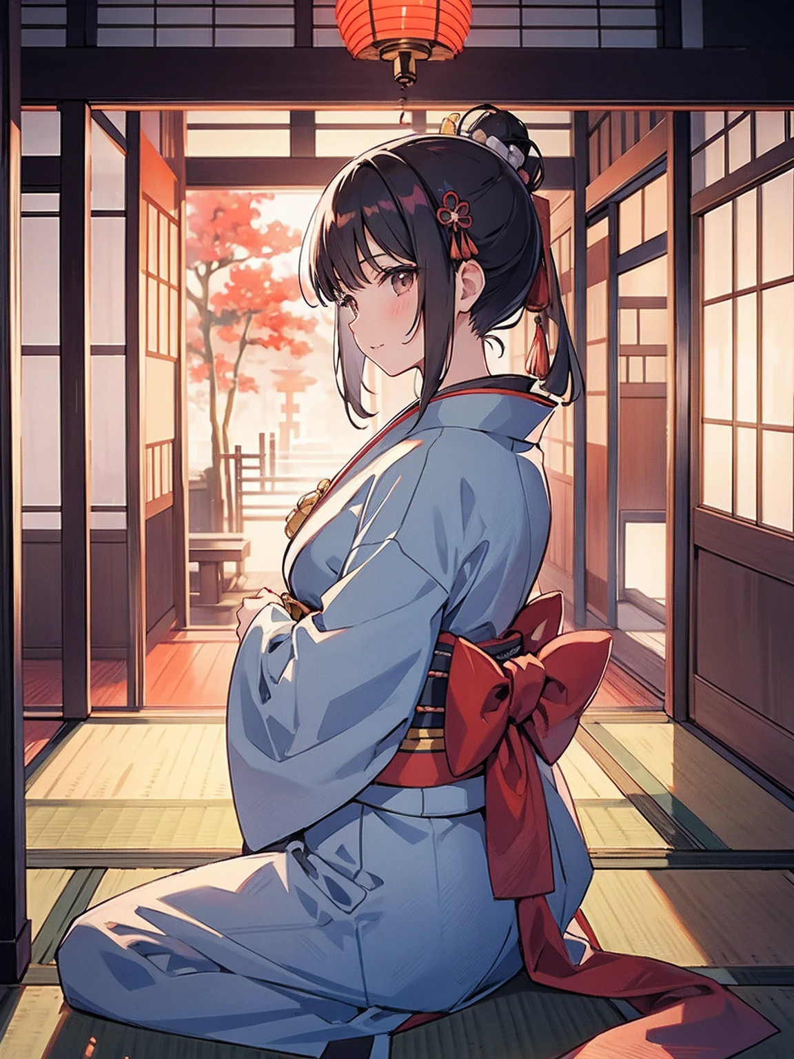 nape, Woman in kimono, Scenery of Kyoto townhouses, Infinite Tatami Room
