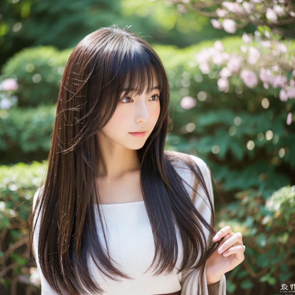 Japanese women、Woman in her 20s、Hair style: dark brown、Semi-long hair