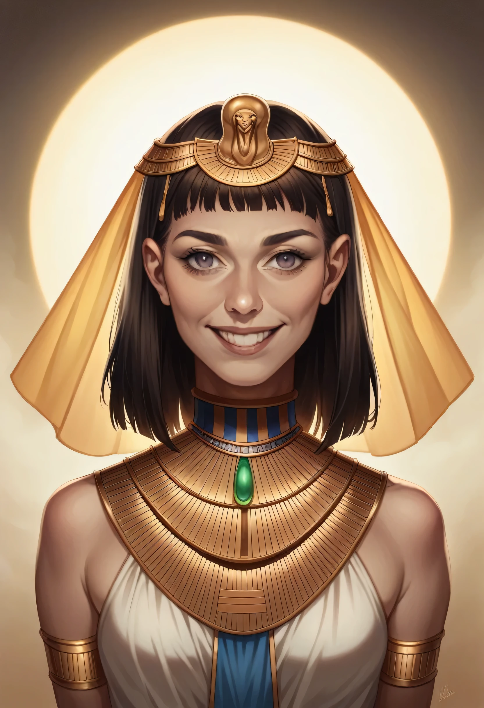 a young girl visiting the egyptian pyramids, smiling, adventurous style, energetic, highly detailed, photorealistic, 8k, hyperrealistic, extremely detailed, cinematic lighting, warm color tones, dramatic shadows, ornate jewelry, intricate clothing details, confident pose, dynamic composition, golden hour lighting, volumetric fog, atmospheric haze