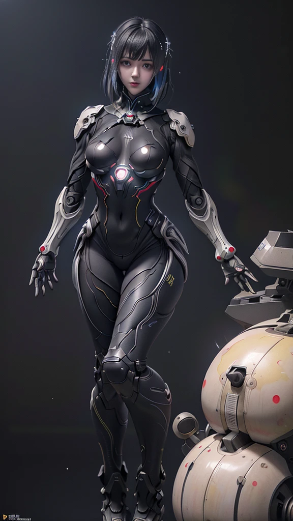 (From the front:1.5), (1机械女孩:1.5),whole body, Solitary, Slim waist, Thick thighs, (machine made joints:1.2),(Mechanical limbs:1.1),(Blood vessels connected to the tubes),(A mechanical vertebrae attached to the back),(Mechanical cervical fixation), Light on armor, Mecha head mirror, (Glowing arm:1.5), (Laser Eyes:1.5), Poker face, Huge breasts, rich and colorful,Human Development Report, Ray Tracing, nvidia RTX, Super Resolution, Unreal 5, Subsurface scattering, PBR Textures, Post-Processing, Anisotropic filtering, Depth of Field, Maximum clarity and sharpness, Rule of Thirds, 16K Raw, (Glowing particles:1.4), Extremely detailed的 CG, Unity 8K wallpaper, 3d, lighting, lens flare, Reflection, Clear focus, Cyberpunk Art, Practical, highly detailed CG illustration, Extremely delicate and beautiful, light, (photoPractical:1.5), (Dark background:1.5),Dynamic Angle, masterpiece, best quality, Extremely detailed, illustration, 详细的light, dramatic_shadow,face shadow,Very detailed,The best show,