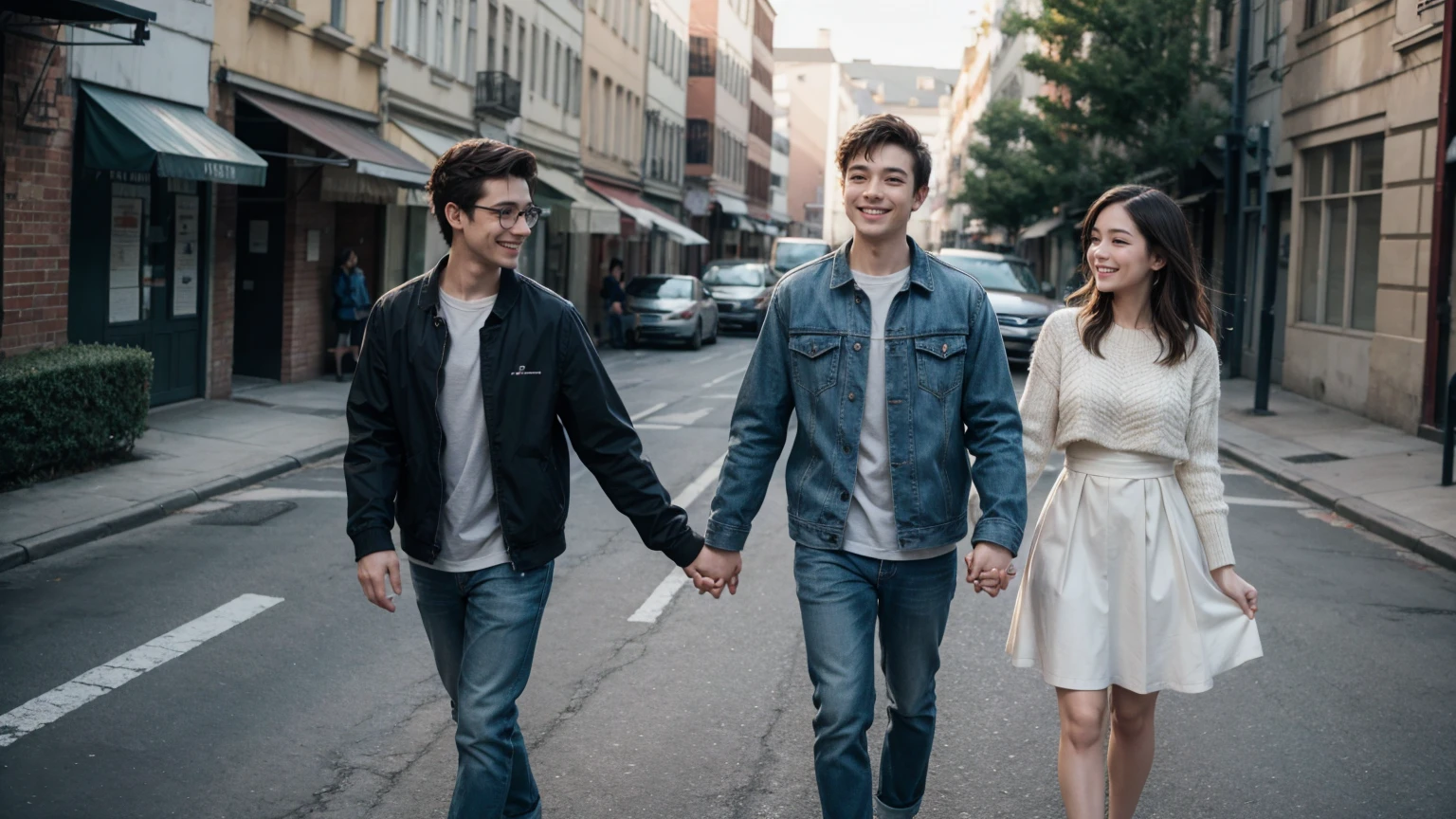 walking hand in hand smiling