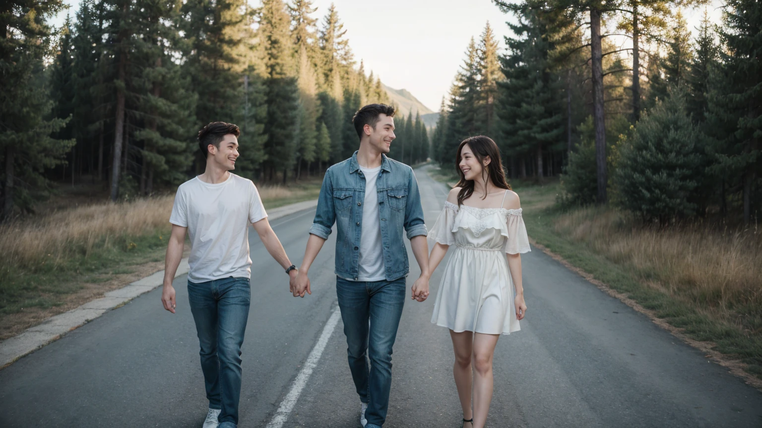 walking hand in hand smiling