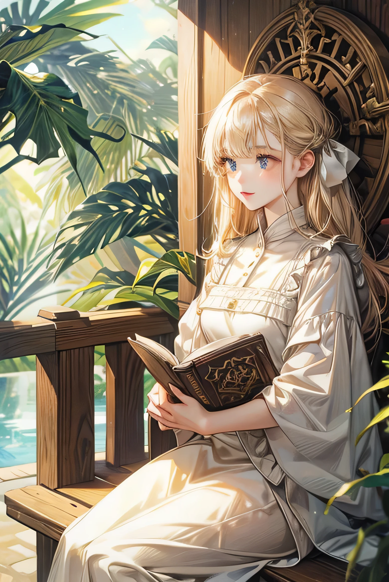 Girl holding a book、Background is white、The whole body enters