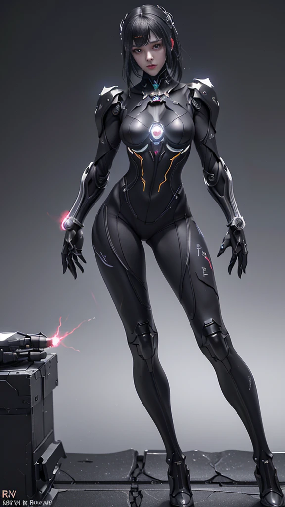 (From the front:1.5), (1机械女孩:1.5),whole body, Solitary, Slim waist, Thick thighs, (machine made joints:1.2),(Mechanical limbs:1.1),(Blood vessels connected to the tubes),(A mechanical vertebrae attached to the back),(Mechanical cervical fixation), Light on armor, Mecha head mirror, (Glowing arm:1.5), (Laser Eyes:1.5), Poker face, Huge breasts, rich and colorful,Human Development Report, Ray Tracing, nvidia RTX, Super Resolution, Unreal 5, Subsurface scattering, PBR Textures, Post-Processing, Anisotropic filtering, Depth of Field, Maximum clarity and sharpness, Rule of Thirds, 16K Raw, (Glowing particles:1.4), Extremely detailed的 CG, Unity 8K wallpaper, 3d, lighting, lens flare, Reflection, Clear focus, Cyberpunk Art, Practical, highly detailed CG illustration, Extremely delicate and beautiful, light, (photoPractical:1.5), (Dark background:1.5),Dynamic Angle, masterpiece, best quality, Extremely detailed, illustration, 详细的light, dramatic_shadow,face shadow,Very detailed,The best show,