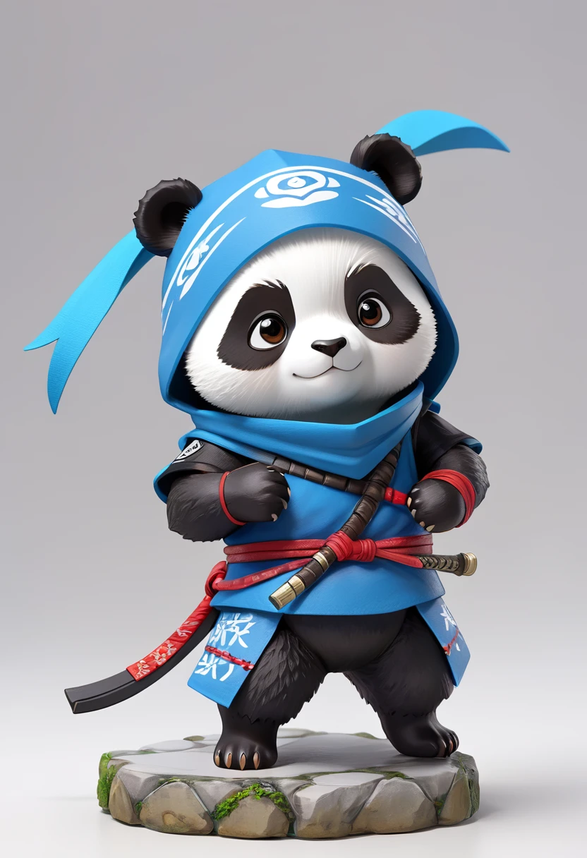 whole body、Cool Ninja Panda、Diorama、Simple Background、White Background、bandana、masterpiece, Highest quality, Capture the cutest moment, Depth of written boundary, Ultra-detailed, Ultra-high resolution, Octadale, 8K, 16K