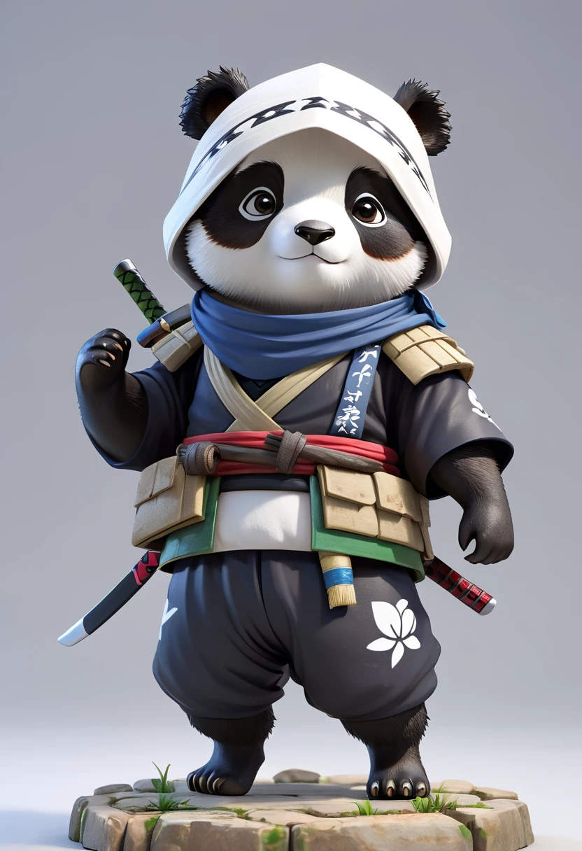 whole body、Cool Ninja Panda、Diorama、Simple Background、White Background、bandana、masterpiece, Highest quality, Capture the cutest moment, Depth of written boundary, Ultra-detailed, Ultra-high resolution, Octadale, 8K, 16K