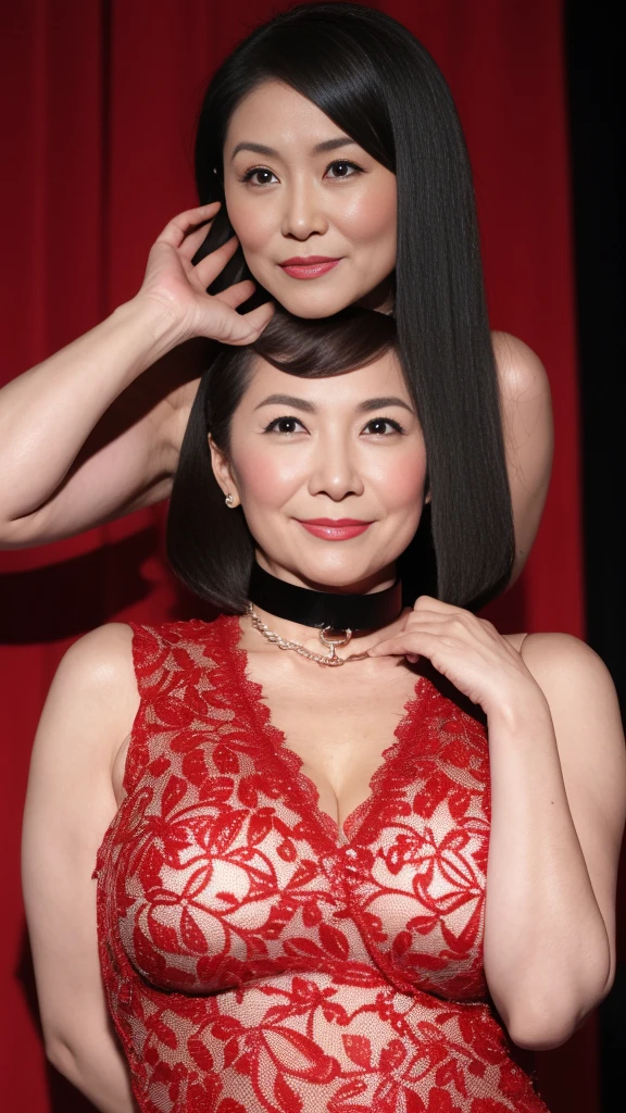 gravure, look forward to, Red lips, ((Wearing a dog collar)), slave, Flashy makeup, From the chest up, masterpiece, Highest quality, Very detailed, Realistic, Very detailed肌, Perfect Anatomy, (1 Japanese Mature), (alone), 120 years old, Big Breasts, Mature female politician, Glamour, sexy, Chromo White Skin, View your audience,