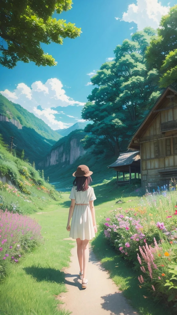 summer Anime Style Emotional Ghibli style scenery