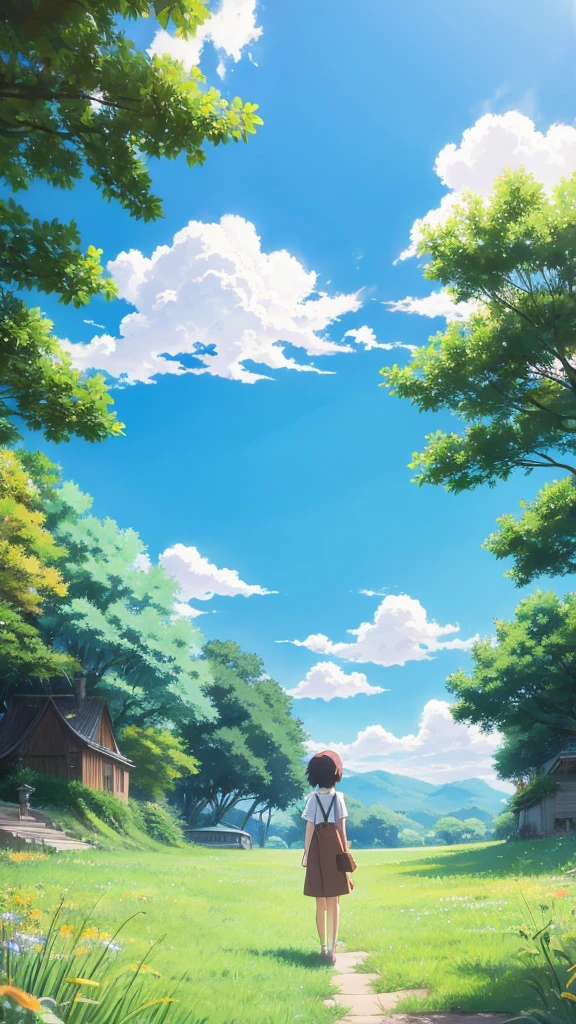 summer　Anime Style　Emotional　Ghibli style　scenery