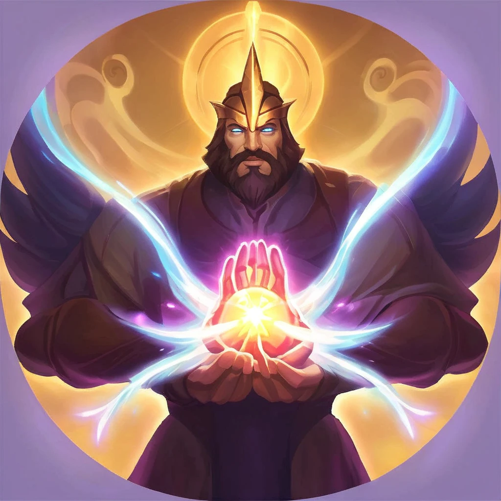 Create an icon featuring a man with shining eyes. He is depicted with two hands, not his own, touching either side of his head, symbolizing mind control. The man's expression should convey a sense of being controlled or influenced, with a slight glow around his eyes to emphasize the effect. The overall style should be clean and modern, suitable for an icon, with clear lines and a minimalistic color palette