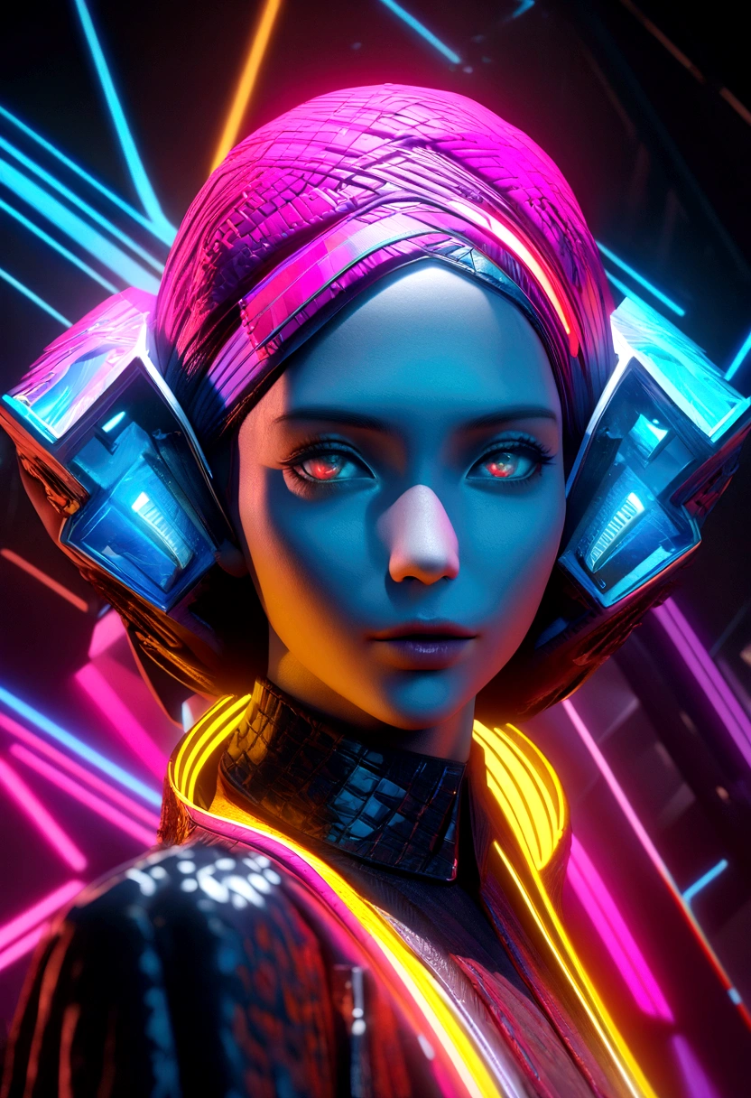 a man with colorful glowing neon line art, abstract portrait, stunning neon outlines, cyberpunk aesthetic, vibrant colors, dramatic lighting, digital art, 3d render, intricate details, surreal and futuristic, cinematic composition, high contrast, depth of field, hyper realistic, award winning digital art, MAGNO HERCULANO