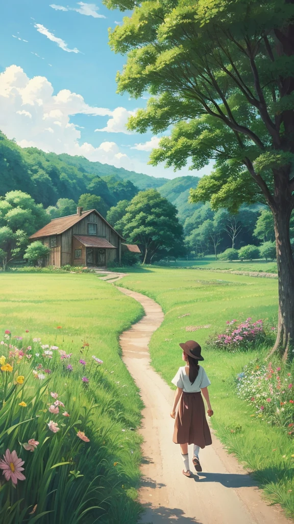 countryside summer Emotional An illustration Anime Style Ghibli