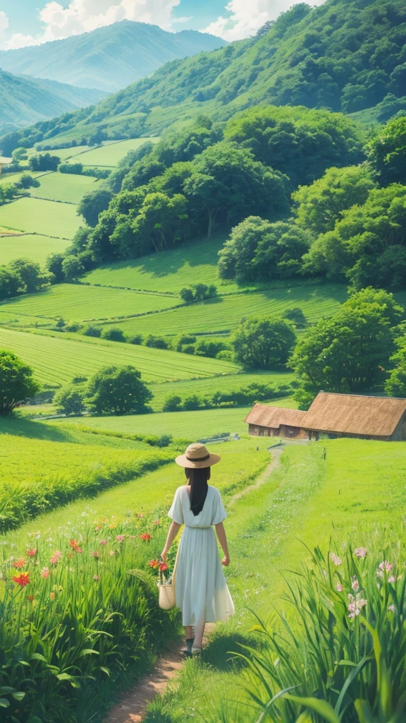countryside summer Emotional An illustration Anime Style Ghibli